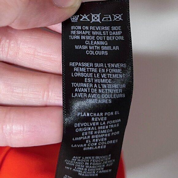 Asos Women's Mini Dress 0 Red Orange Off the Shoulder Ruffle Fit & Flare Stretch - Picture 8 of 8